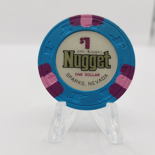 Nugget "John Ascuaga's" Hotel Casino  Sparks Nevada 1990's $1 Casino Chip N8882