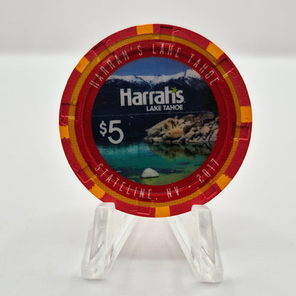 Harrah's Hotel Casino Lake Tahoe Nevada 2017 'Year of the Rooster' $5 Casino Chip D2596