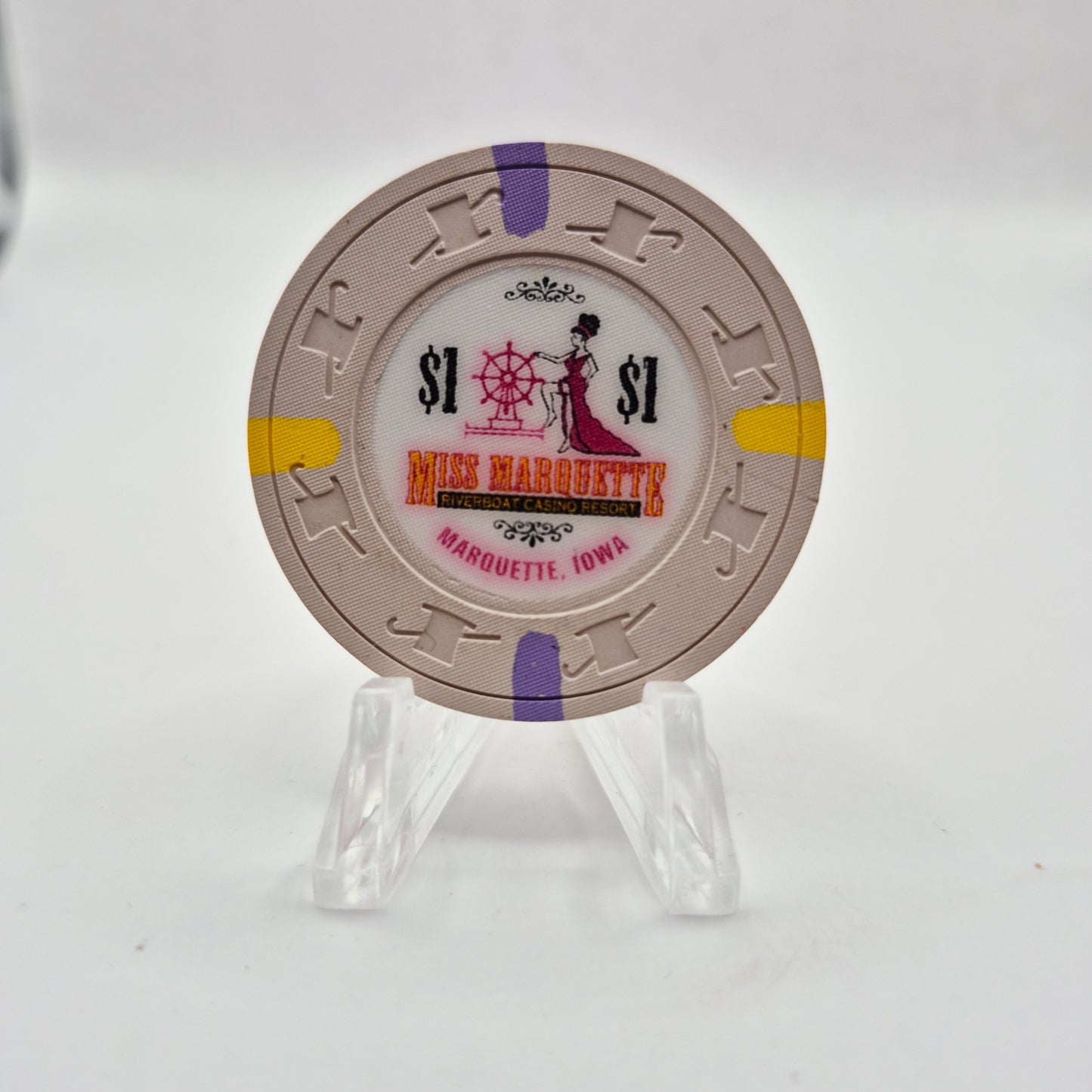 Miss Marquette "Riverboat Casino" Marquette Iowa $1 Casino Chip