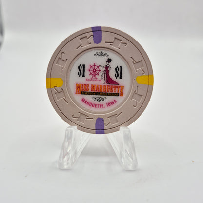 Miss Marquette "Riverboat Casino" Marquette Iowa $1 Casino Chip