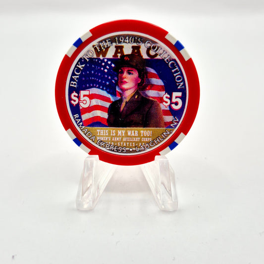 Ramada Express Hotel Casino Laughlin Nevada 1998 $5 "My War Too" Casino Chip V1458