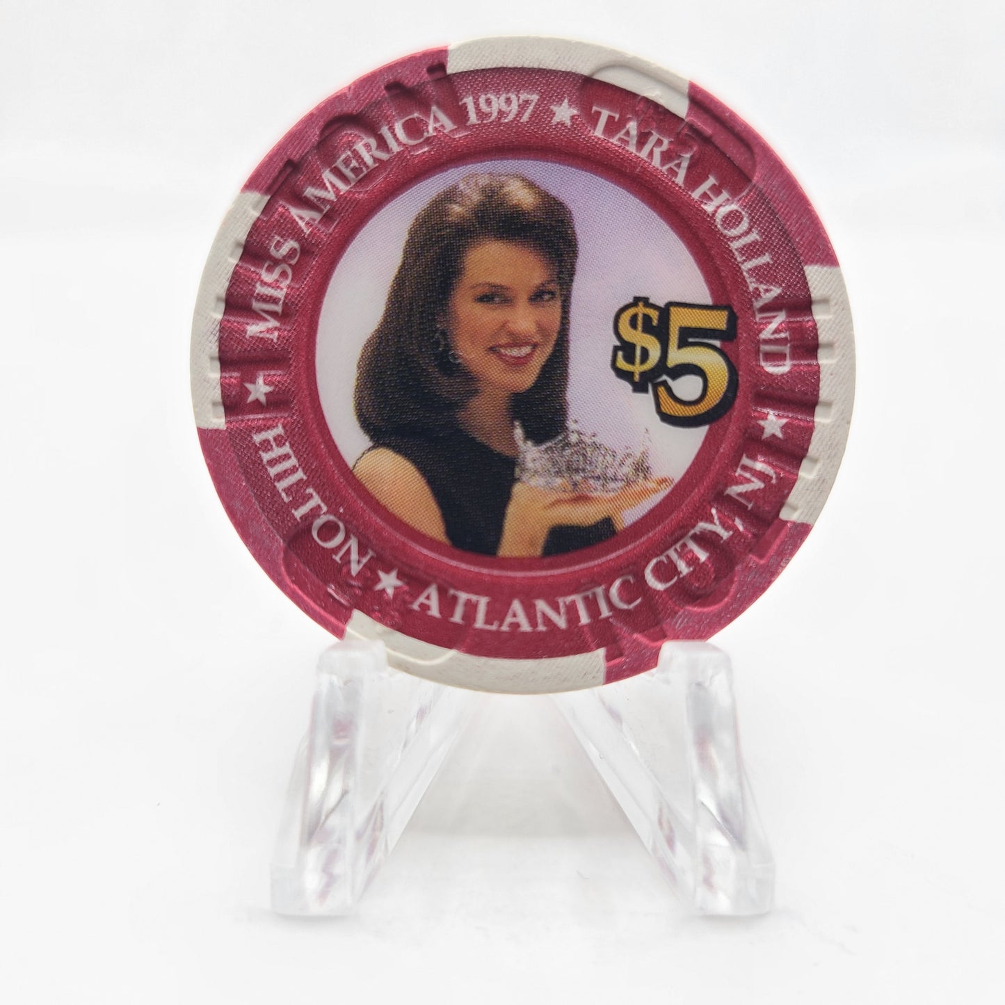 Atlantic City Hilton Atlantic City New Jersey "1997 Miss America" $5 Casino Chip