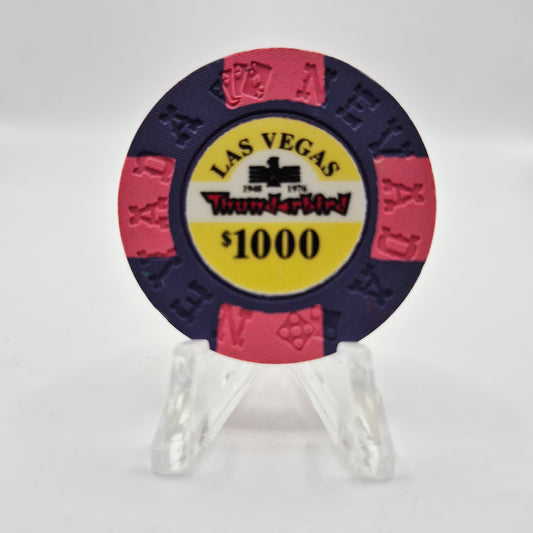 Thunderbird Hotel Casino Las Vegas Nevada 1995 "Borland Imitation" $1000 Casino Chip E2788