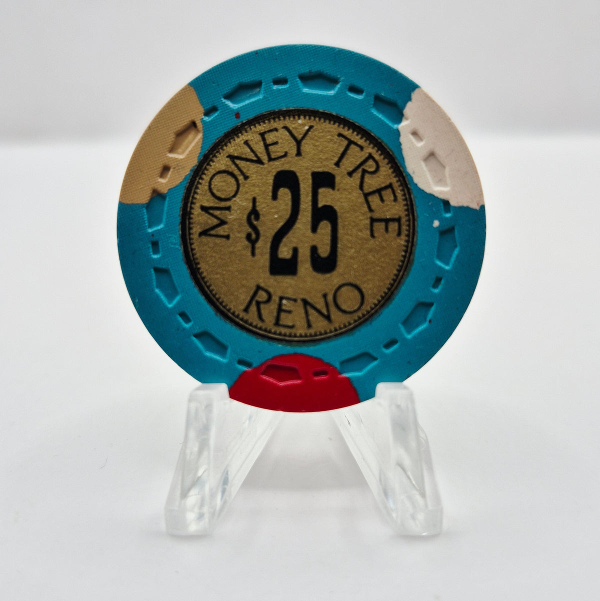 Mapes Hotel Casino Reno Nevada 1969 $25 Casino Chip N5244 'OVERSTAMPED WITH INITIALS W"