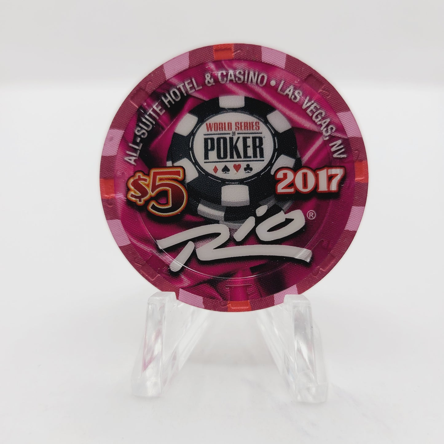Rio Hotel Casino Las Vegas Nevada 2017 WSOP "Pair of Aces" $5 Casino Chip D2603 LTD2500