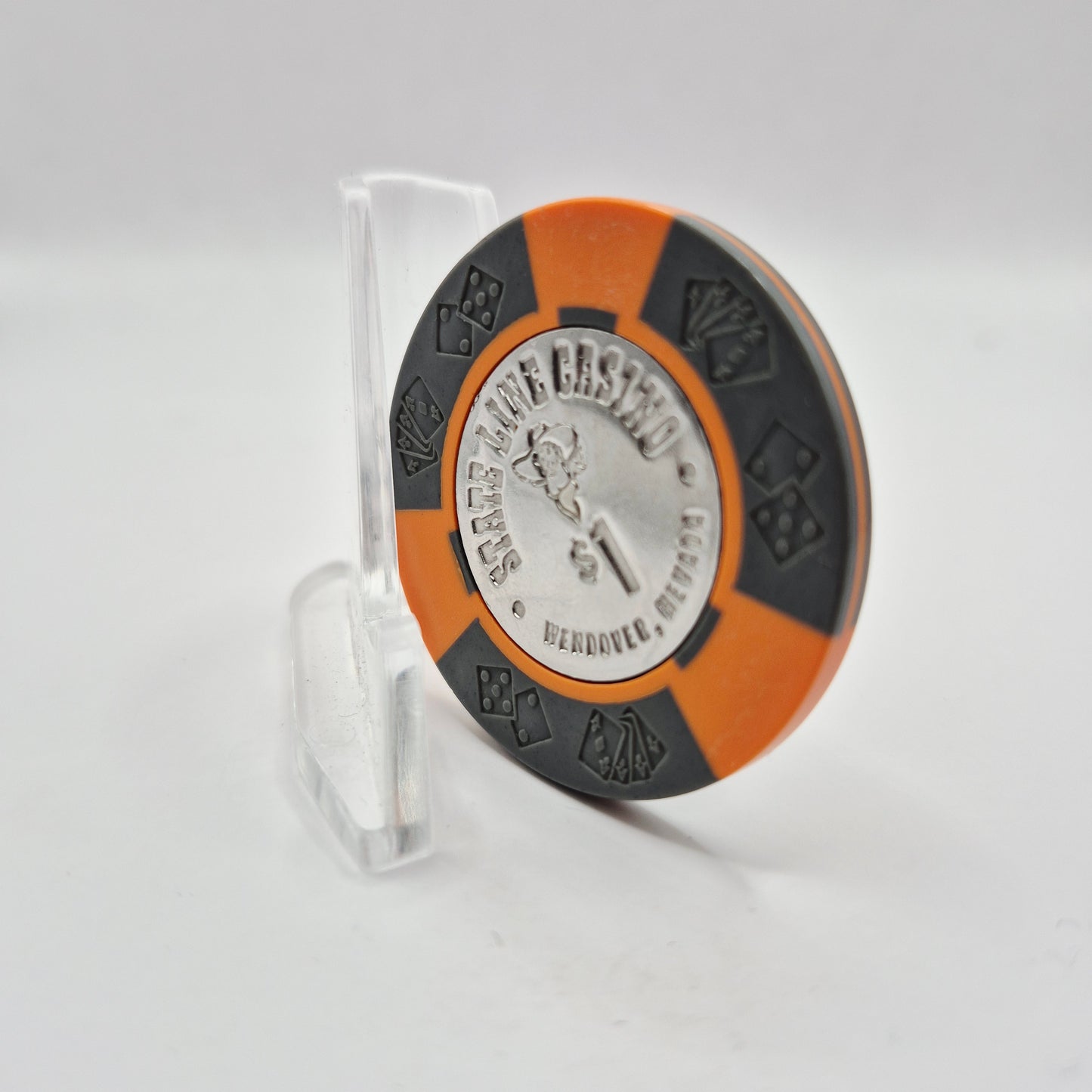 State Line Casino Wendover Nevada 1967 Coin Inlay $1  Chip N0920.1