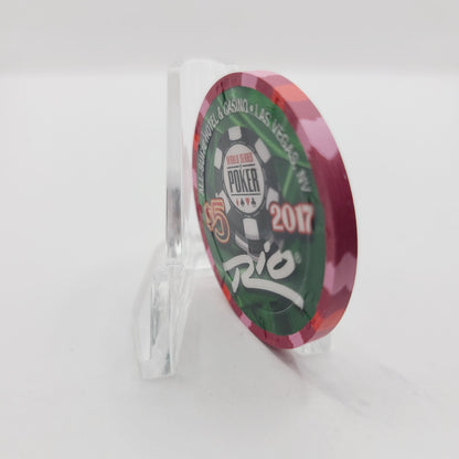 Rio Hotel Casino Las Vegas Nevada 2017 WSOP "Spade Royal" $5 Casino Chip D2602  LTD2500
