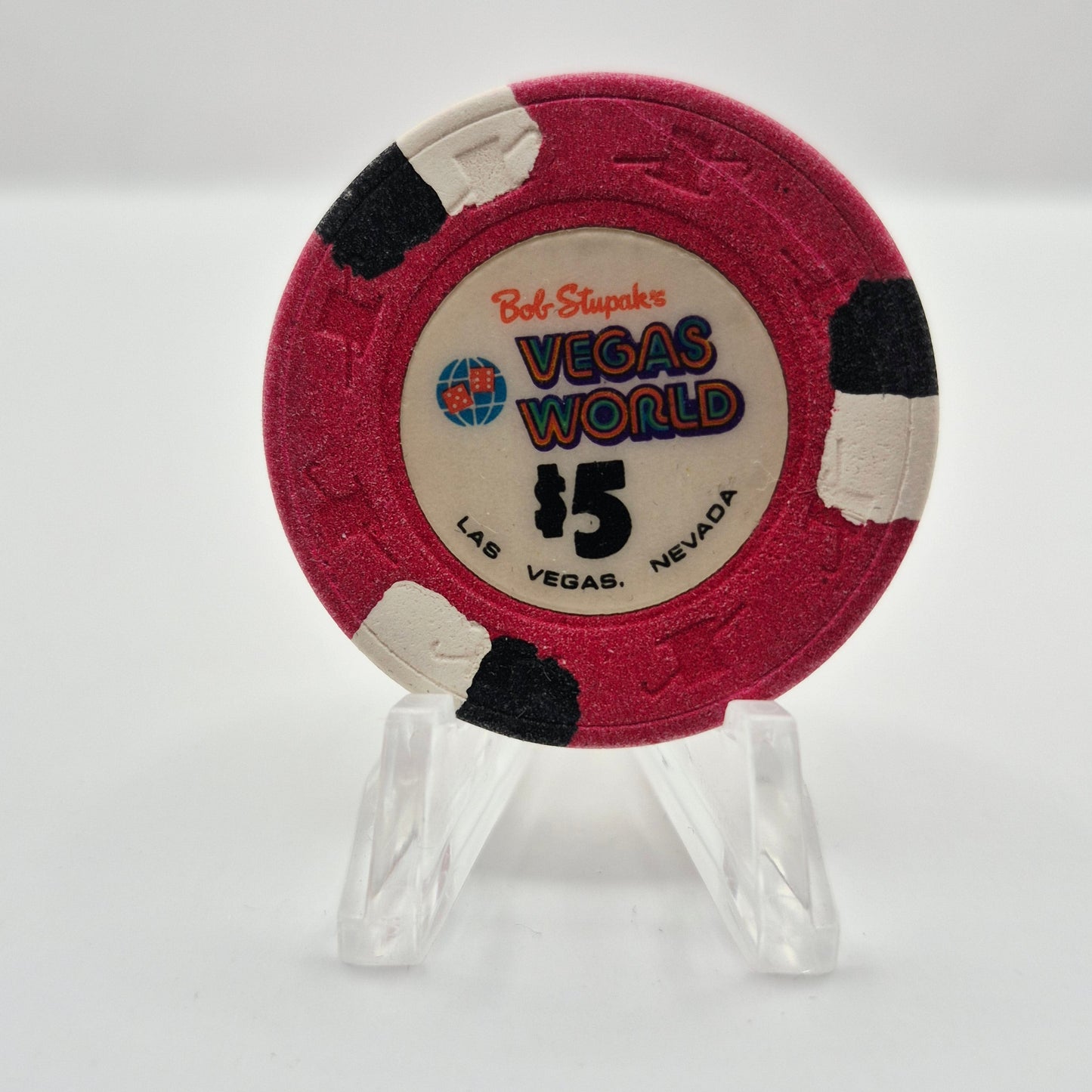 Vegas World Hotel Casino Las Vegas Nevada 1980s $5 Casino Chip N2503 *Worn