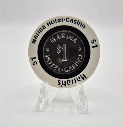 Harrah's Marina Casino Atlantic City New Jersey $1 "Coin Inlay" Casino Chip