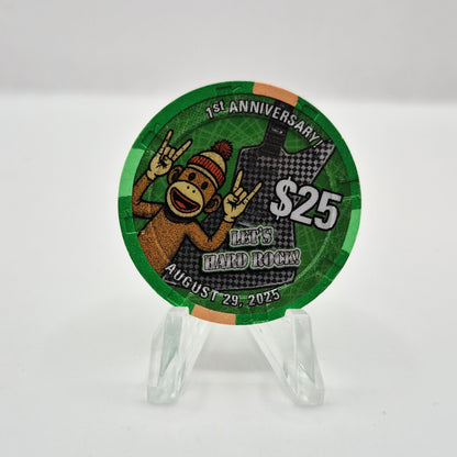 Hard Rock Casino Rockford Illinois 2025 1st Anniversary 'Sock Monkey' $25 Casino Chip