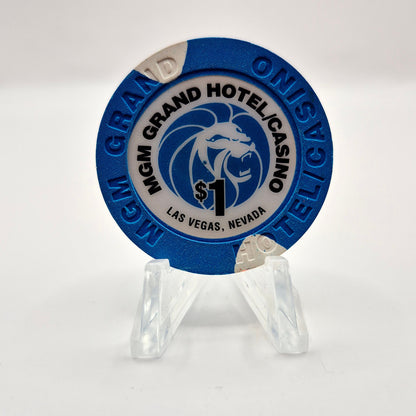 MGM Grand Hotel Casino Las Vegas Nevada 1996 $1 Casino Chip N8747 "Med.Blue Lion"