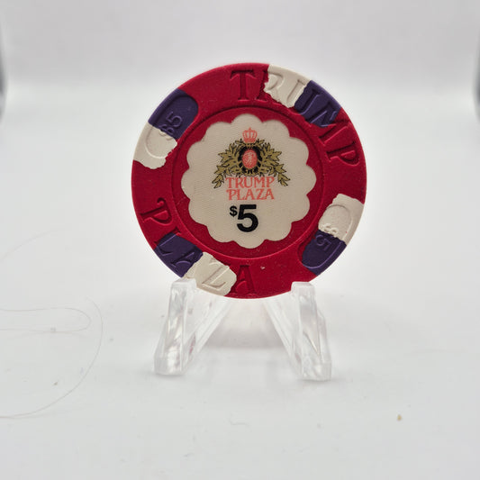 Trump Plaza Hotel Casino Atlantic City New Jersey $5 Casino Chip *Circulated