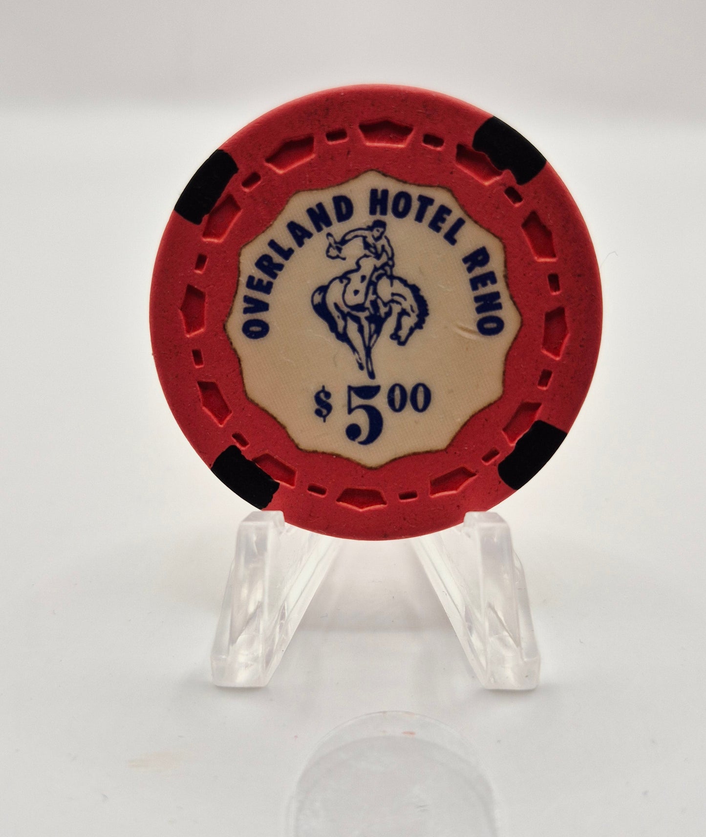 Overland Hotel Casino Reno Nevada 1962 $5 Casino Chip N5422 * Circulated