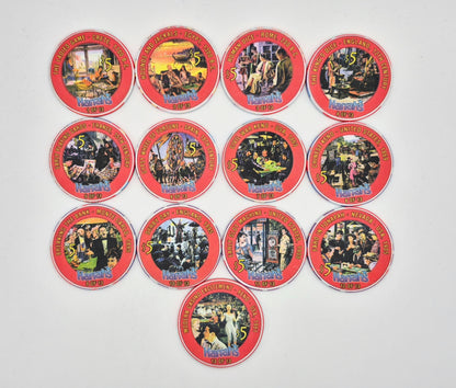 Harrah's Hotel Casino Reno Nevada 2000 'Gaming Through the Ages' Stackable With Edge Design 13 $5 Chip Collection