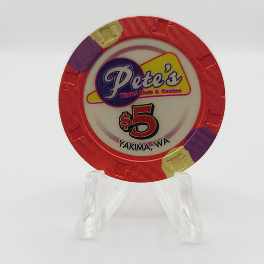 Pete's Card Room Yakima Washington $5 Casino Chip