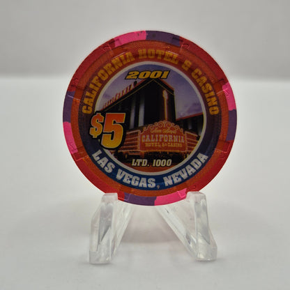 California Hotel Casino Las Vegas Nevada 2001 'Richard Petty' $5 Casino Chip V7058