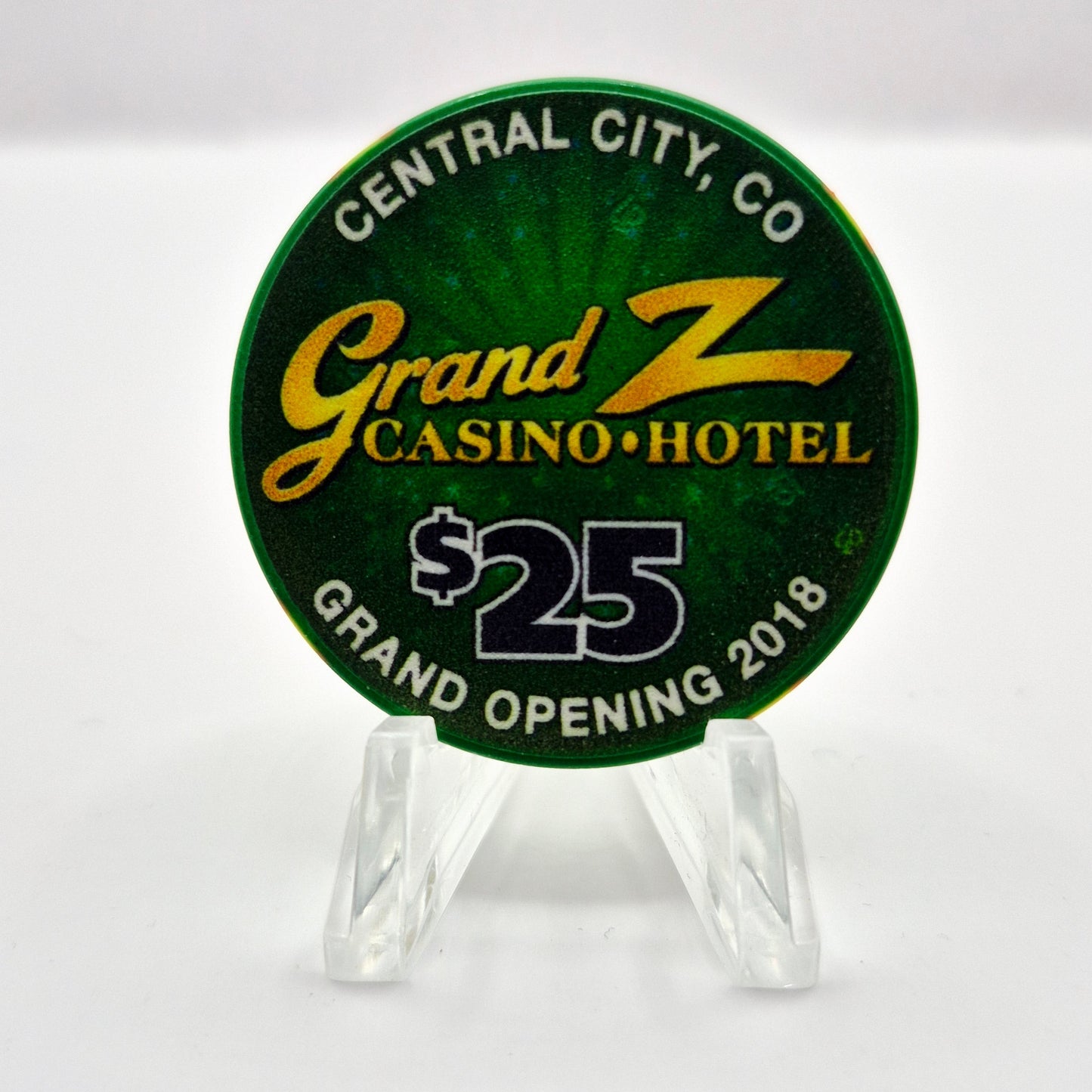 Grand Z Casino Hotel Central City Colorado 'Grand Opening 2018' $25 Casino Chip