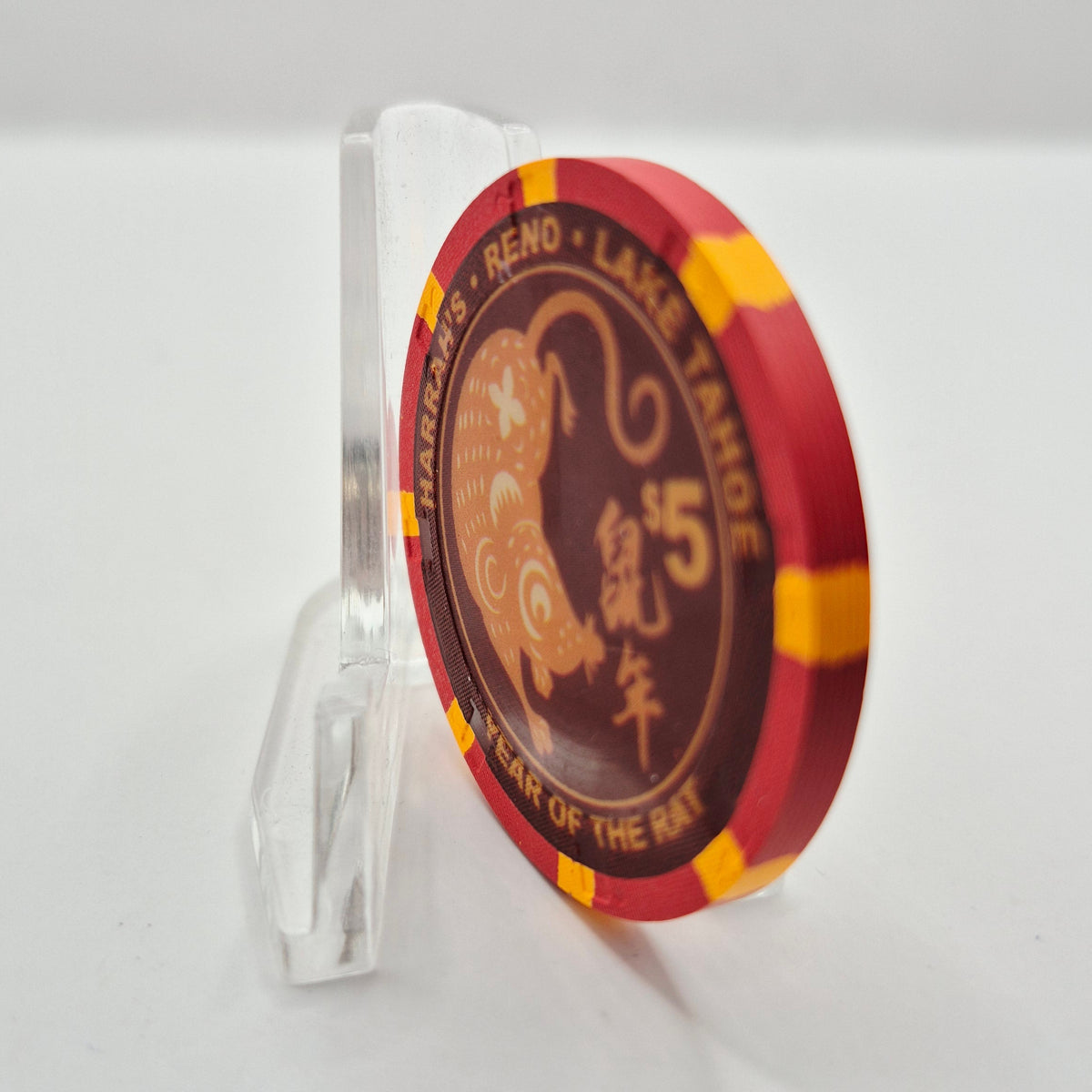 Harrah's Casino Hotel Reno Nevada 2008 'Year of the Rat' $5 Casino Chip E8559