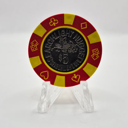Searchlight Nugget Casino Searchlight Nevada 1980 $5 Casino Chip N2135