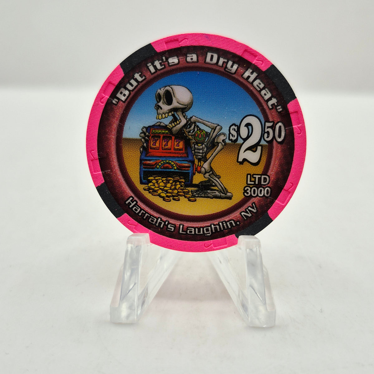 Harrah's Hotel Casino Laughlin Nevada 1998 $2.50 "But it's a Dry Heat" Casino  Chip V2706
