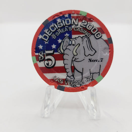 O'Shea's Casino Las Vegas Nevada "Decision 2000" $5  Casino Chip V6189