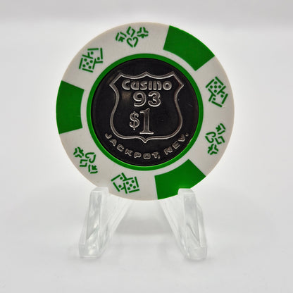 Casino 93 Jackpot Nevada 1980's $1 Coin Inlay Casino Chip N3189
