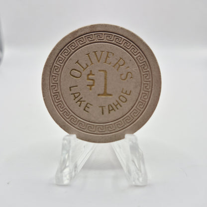 Oliver's Club Lake Tahoe Nevada 1958 $1 Casino Chip N5410 *Worn