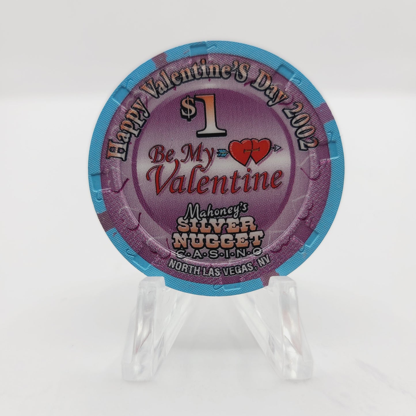 Mahoney's Silver Nugget Casino Las Vegas Nevada 2002 "Valentine's Day" $1 Casino Chip V9780 LTD 1250