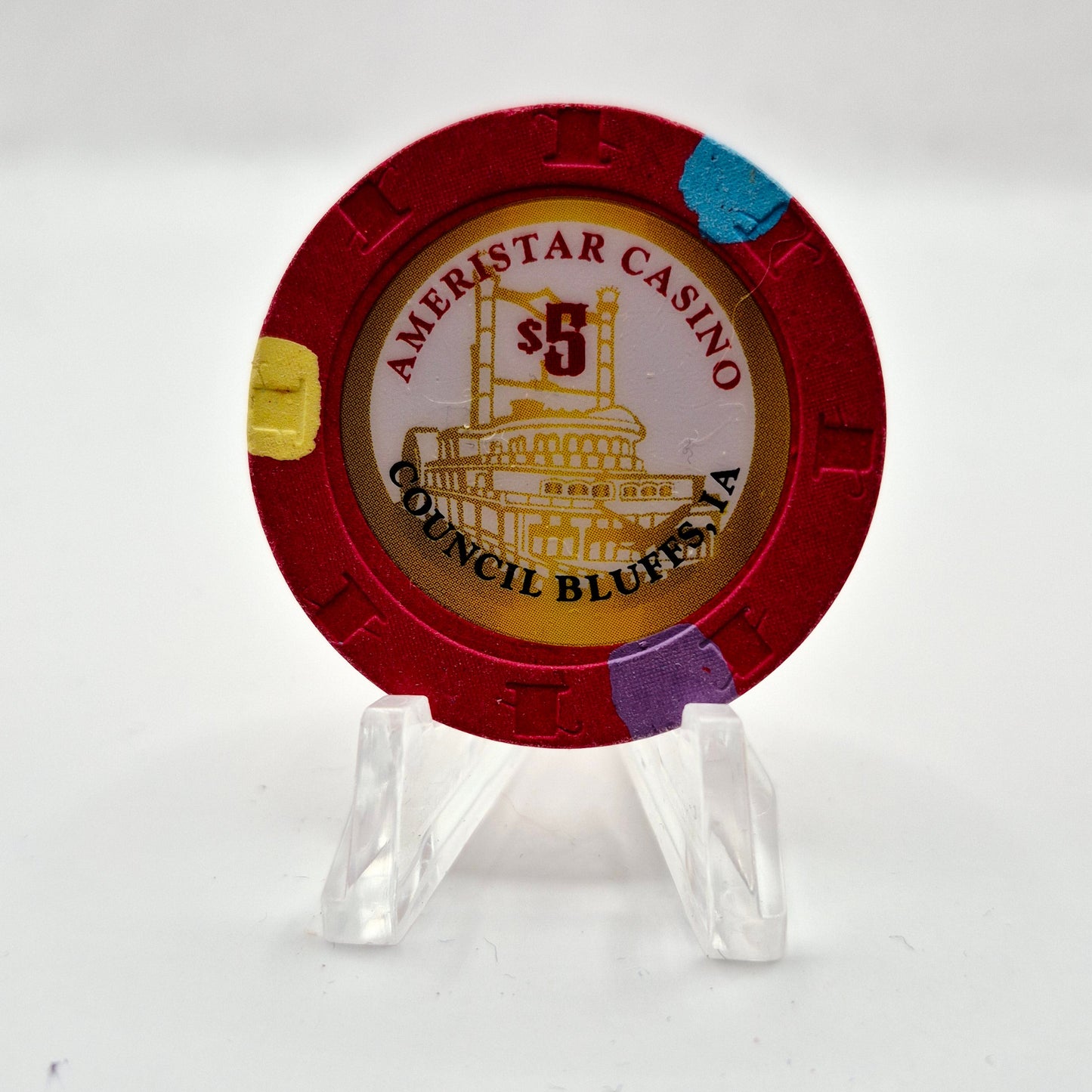 Ameristar Riverboat Hotel Casino Council Bluffs Iowa 2012 $5 Casino Chip *Circulated