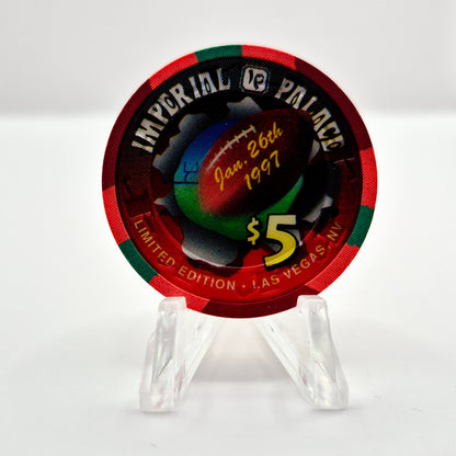 Imperial Palace Las Vegas Nevada 1997 'Super Bowl' LE $5 Casino Chip N8637