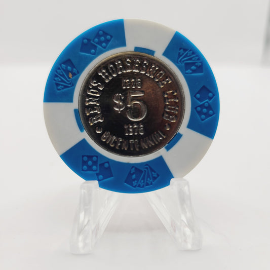 Horseshoe Club Hotel Casino Reno Nevada 1976 "Bicentennial" $5 Casino Chip N5192