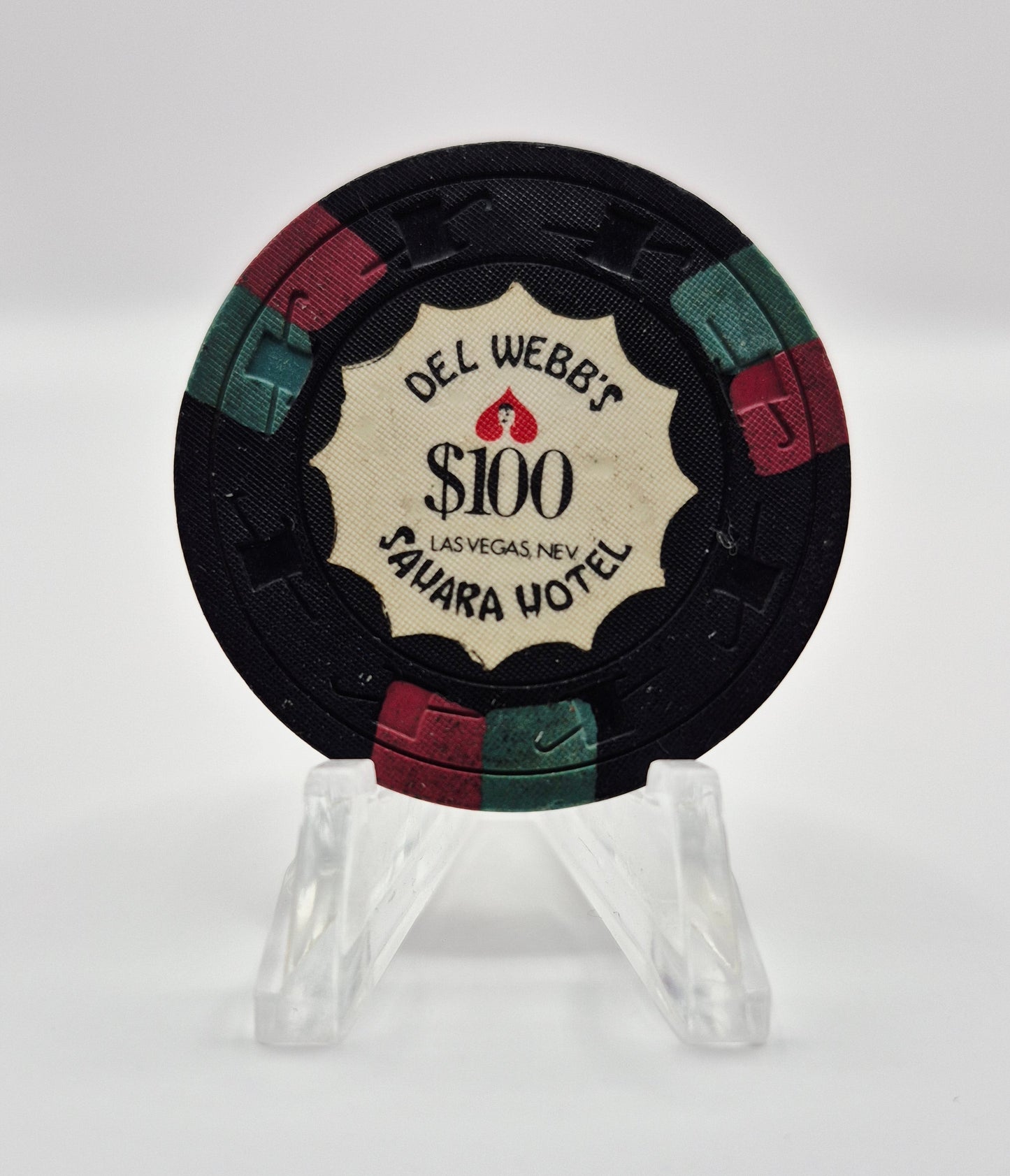 Sahara Hotel Casino Las VegasNevada"Del Webb's"1961 $100 Casino Chip N2095