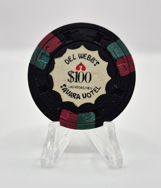 Sahara Hotel Casino Las VegasNevada"Del Webb's"1961 $100 Casino Chip N2095