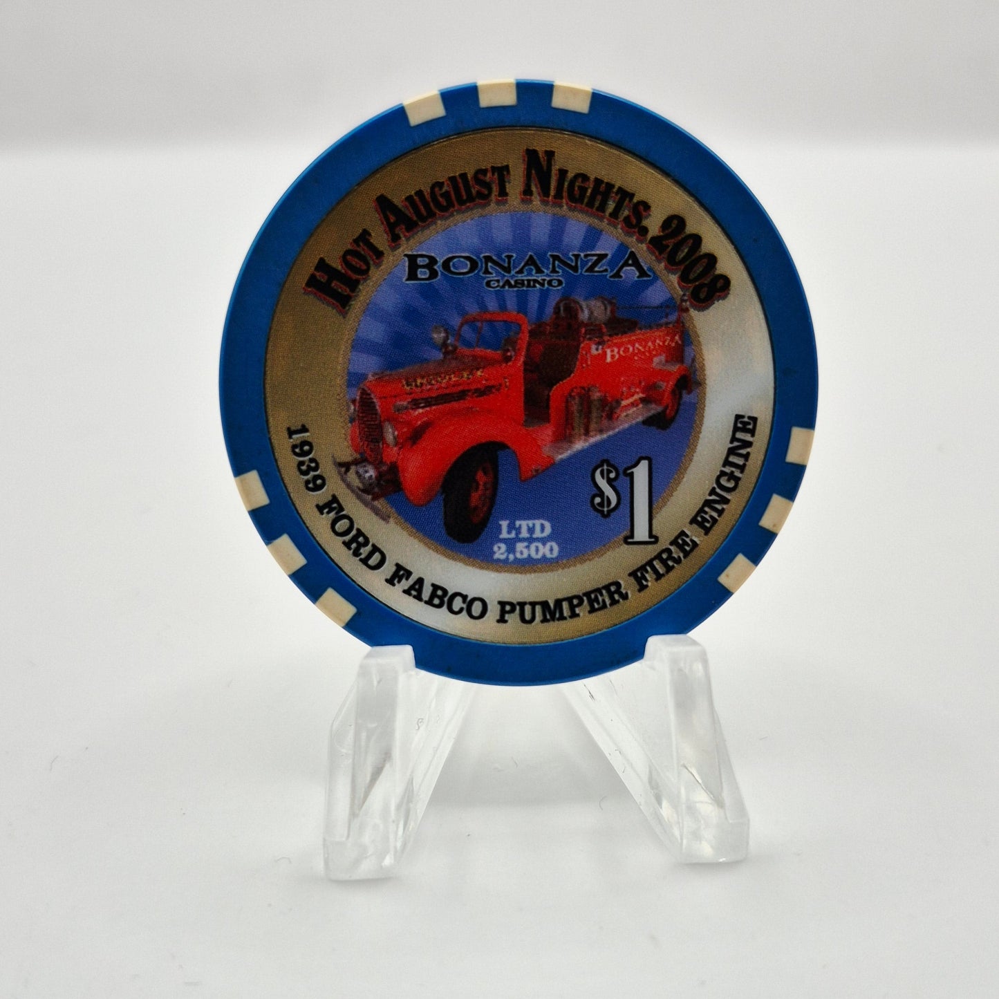 Bonanza Casino Reno Nevada 2008 'Hot August Nights' $1 Casino Chip E8545