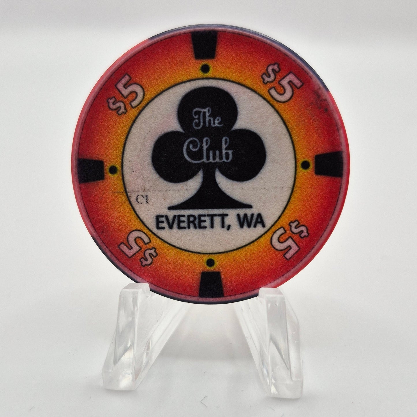 The Club Casino Card Room Everett Washington $5 Casino Chip