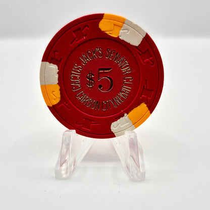 Cactus Jack's "Senator" Casino Carson City Nevada 1986 $5 Casino Chip N4974