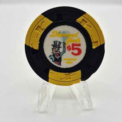 Diamond Jim's Jackpot Nevada 1960 $5 Casino Chip N3793 *small chip on edge