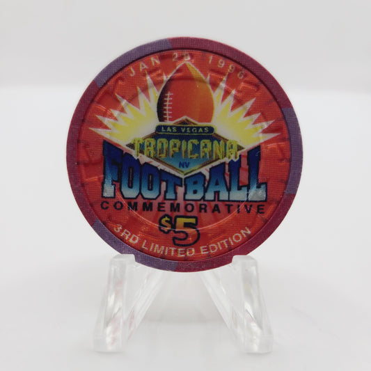 Tropicana Hotel Casino Las Vegas Nevada 1996 "Football Commemorative" $5 Casino Chip N1304