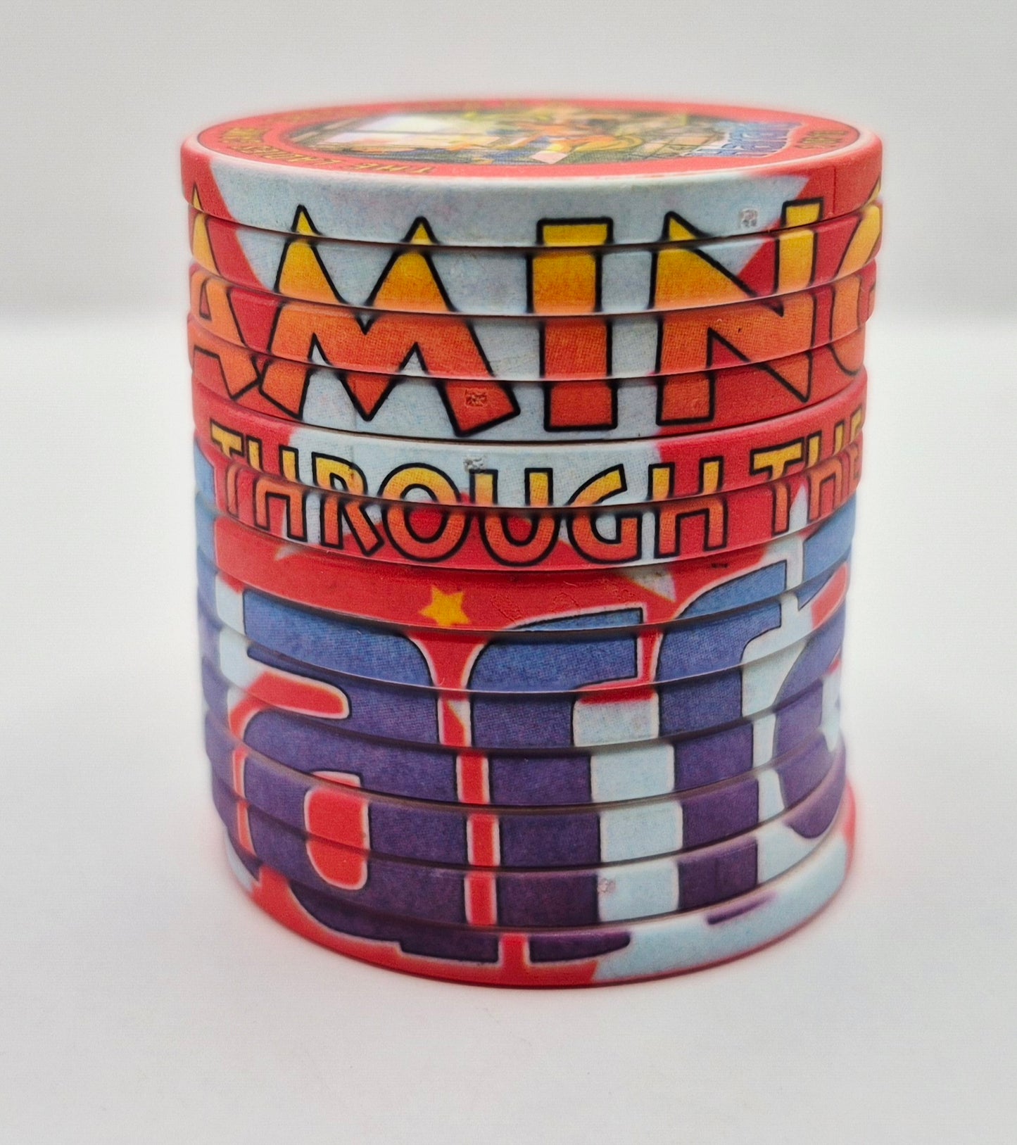 Harrah's Hotel Casino Reno Nevada 2000 'Gaming Through the Ages' Stackable With Edge Design 13 $5 Chip Collection