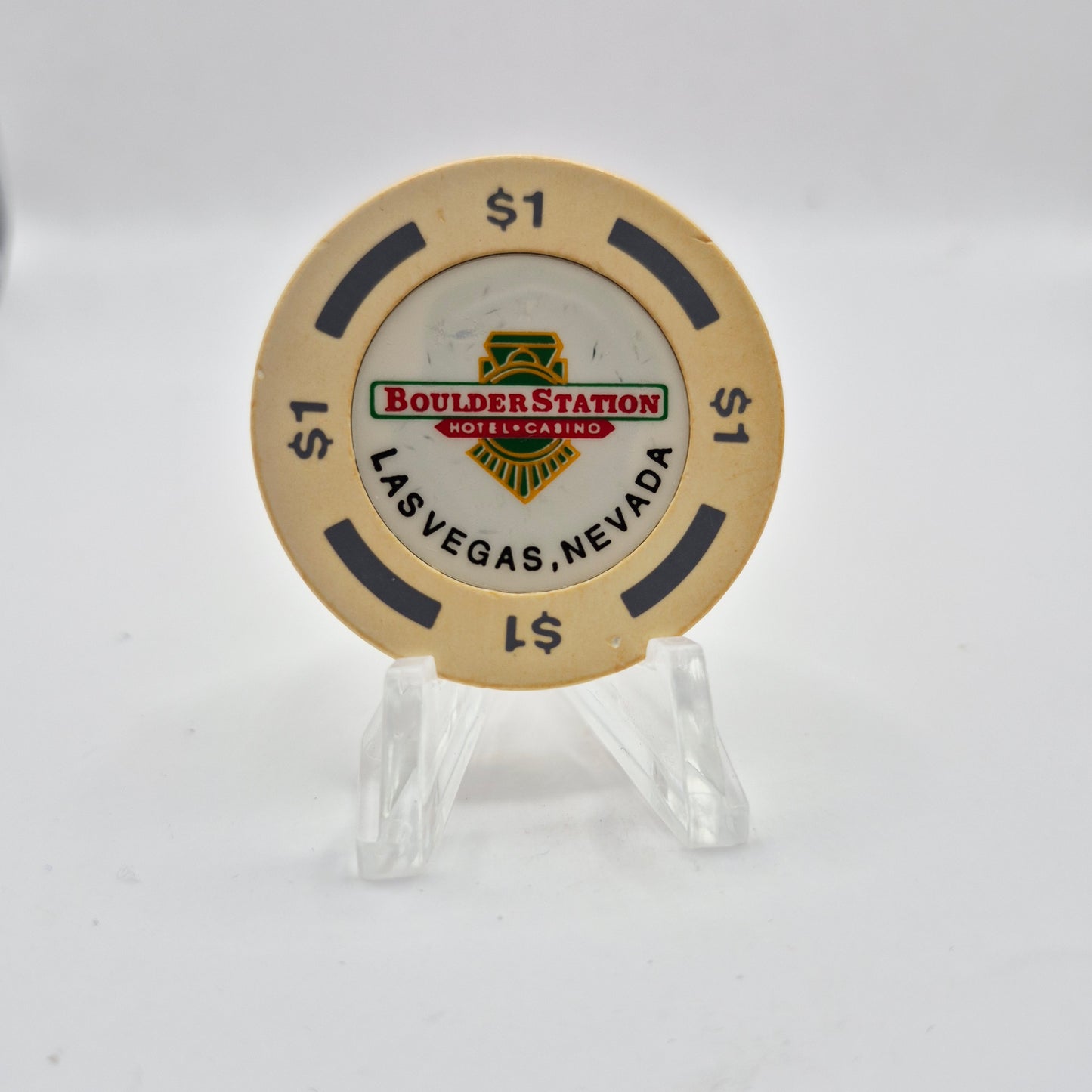 Boulder Station Casino Las Vegas Nevada 1990's $1 Casino Chip *Cream