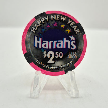 Harrah's Hotel Casino Laughlin Nevada 2000 "Happy New Year " $2.50 Chip V4474 LTD 3000