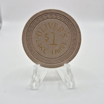 Oliver's Club Lake Tahoe Nevada 1958 $1 Casino Chip N5410 *Worn