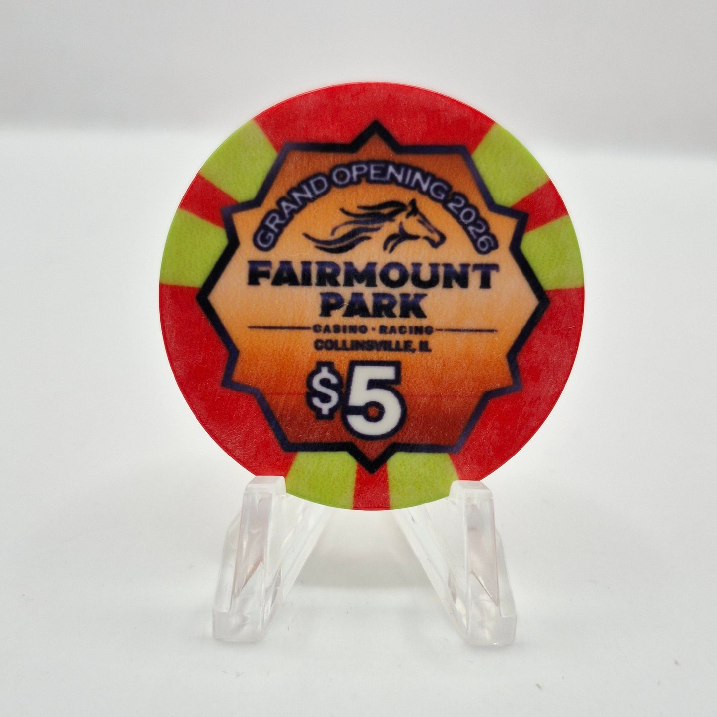 Fairmount Park Casino & Racing Collinsville Illinois 2026 'Grand Opening' $5 Casino Chip
