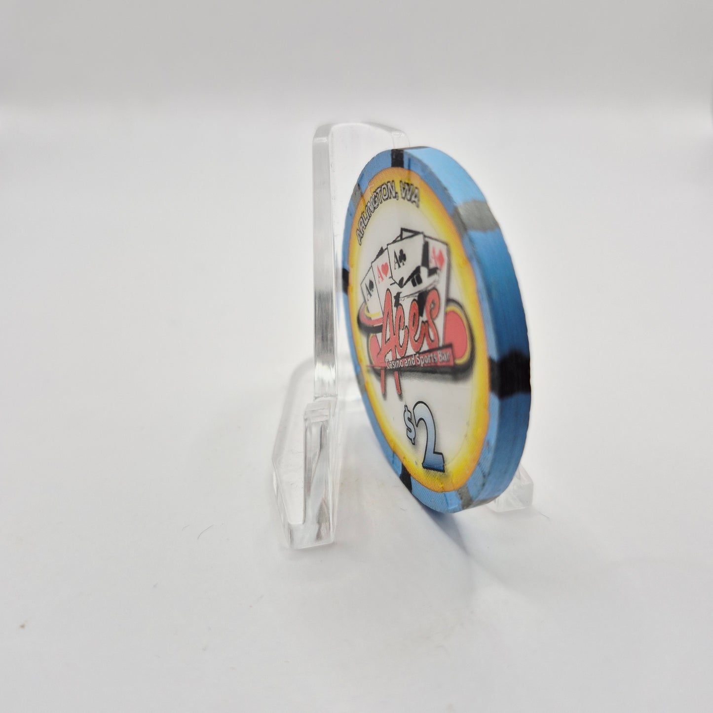 Aces Casino & Sports Bar Arlington Washington 'UNCIRCULATED' $2 Casino Chip