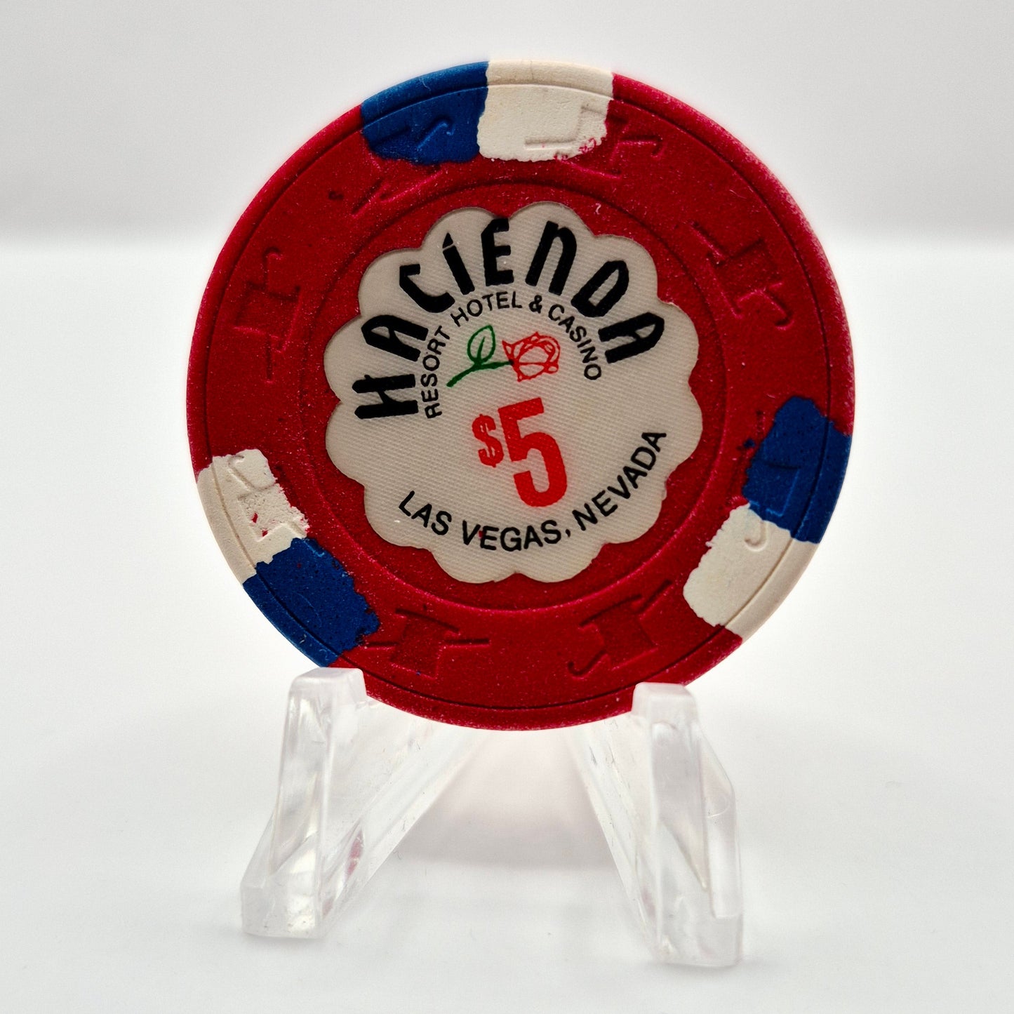 Hacienda Hotel Casino Las Vegas Nevada 1992 $5 Casino Chip N1738 *Worn