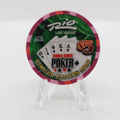 Rio Hotel Casino Las Vegas Nevada 2017 WSOP "Spade Royal" $5 Casino Chip D2602  LTD2500