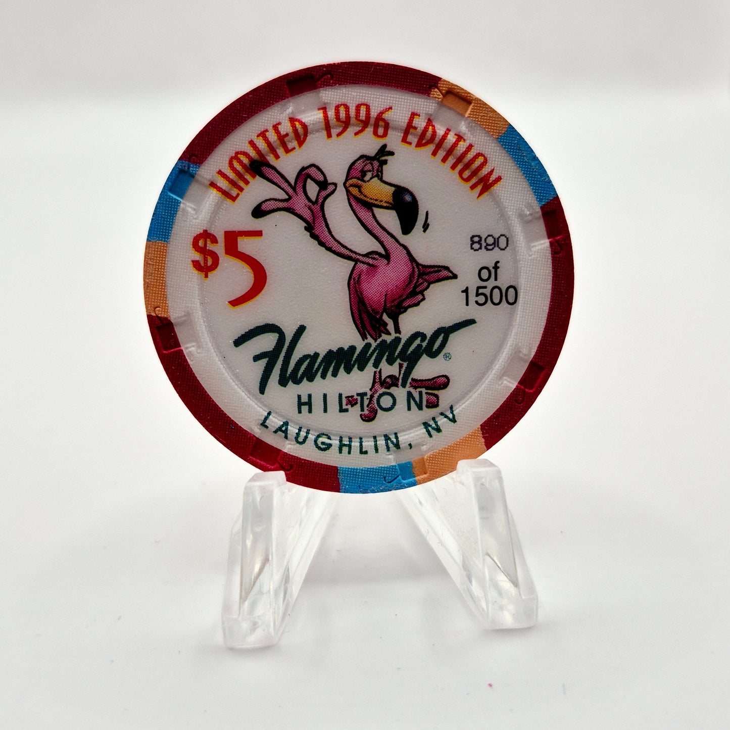 Flamingo Hilton Laughlin Nevada 1996 'Legends of the West - Buffalo Bill Cody' Series 8 LE $5 Casino Chip N8284