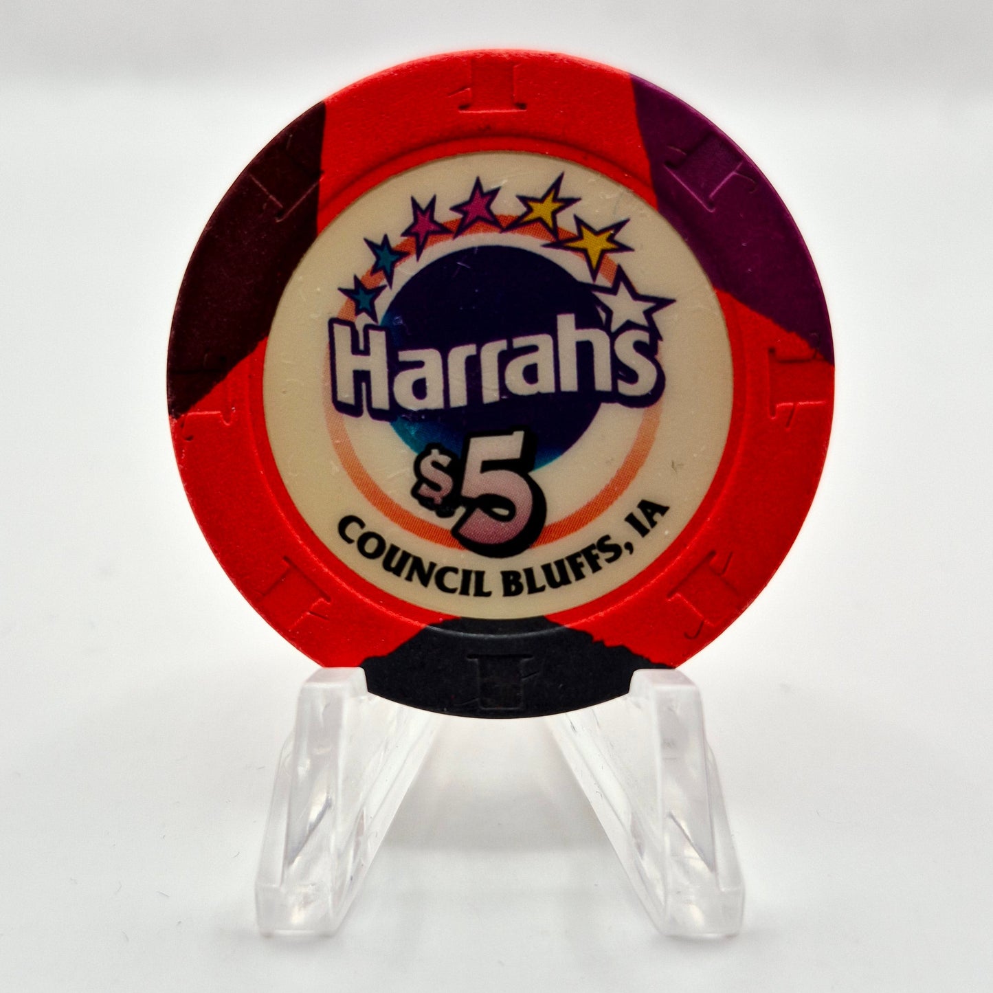 Harrah's Hotel Casino Council Bluffs Iowa $5 Casino Chip *Circulated
