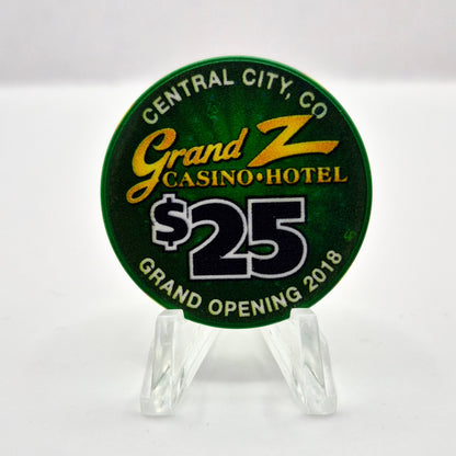 Grand Z Casino Hotel Central City Colorado 'Grand Opening 2018' $25 Casino Chip