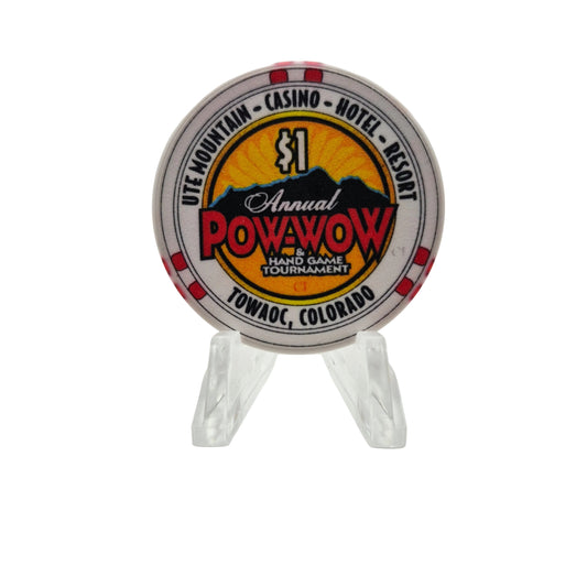 Ute Hotel Casino Towaoc  Colorado $1 'Annual Pow- Wow Tournament' $1 Casino Chip